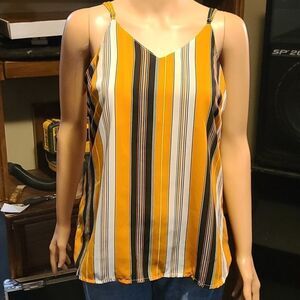 Japna pin stripe mustard yellow formal tank